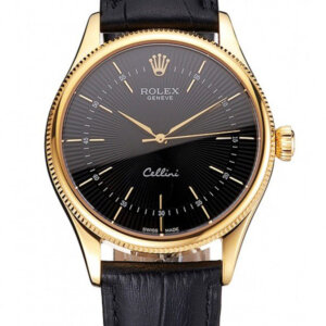Superclone Rolex Cellini 38mm Schwarzes Zifferblatt REP016803