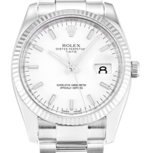 Rolex Oyster Perpetual Date 34 mm witte wijzerplaat 115234