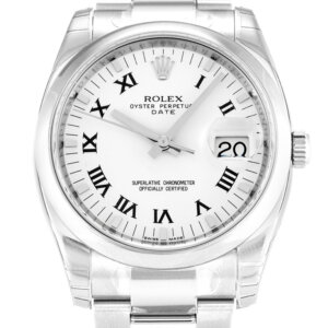 Rolex Oyster Perpetual Date 34 mm witte wijzerplaat 115200