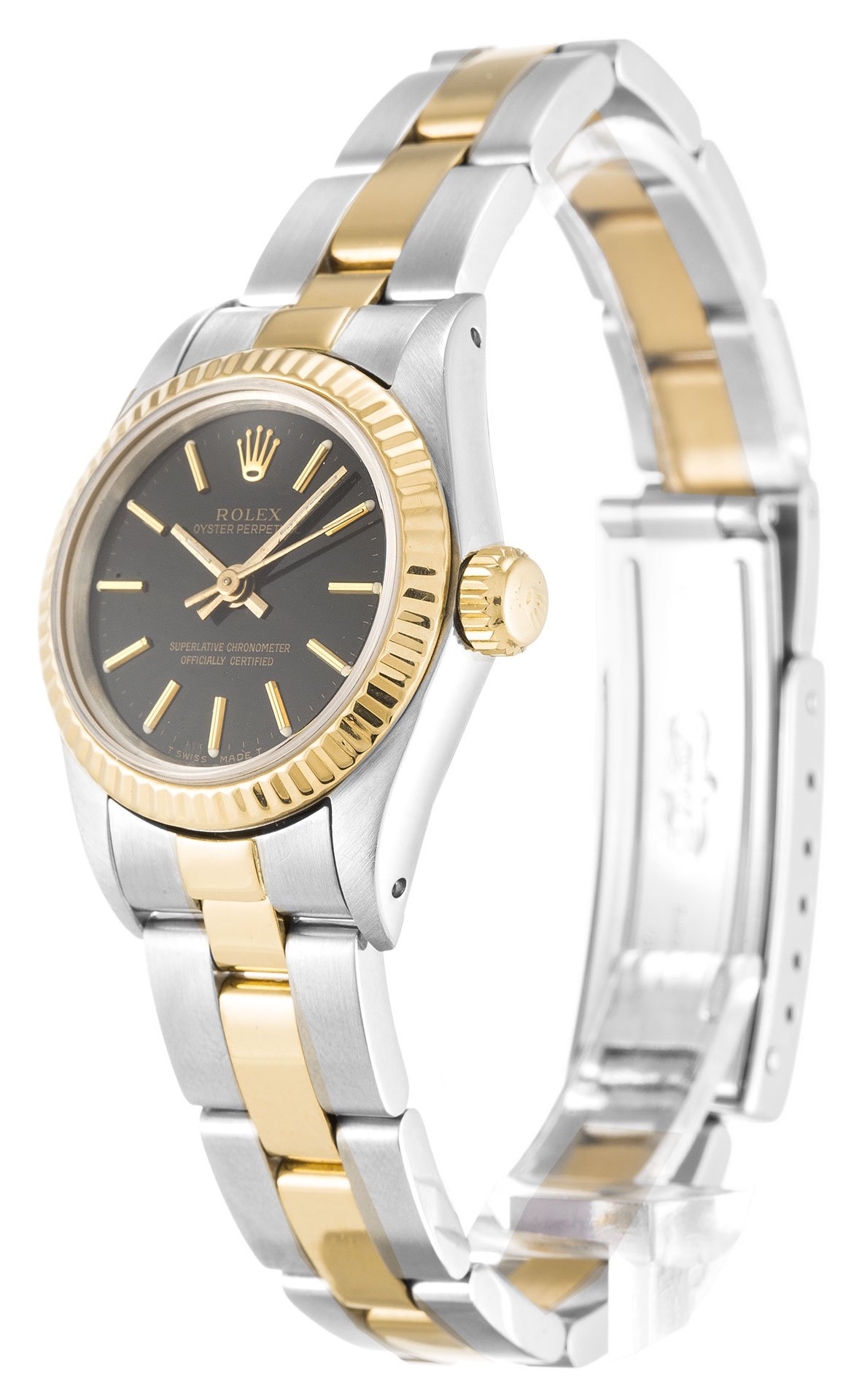 Rolex Oyster Perpetual Lady 24 mm schwarzes Zifferblatt 67193