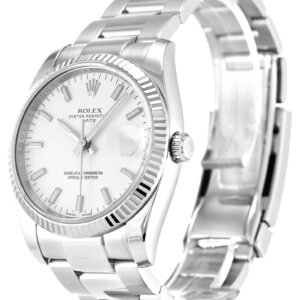 Rolex Oyster Perpetual Date 34 mm witte wijzerplaat 115234