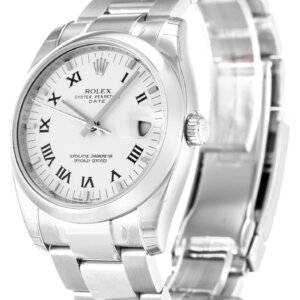 Rolex Oyster Perpetual Date 34 mm witte wijzerplaat 115200