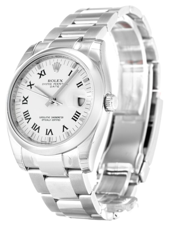 Rolex Oyster Perpetual Date 34 mm Weißes Zifferblatt 115200