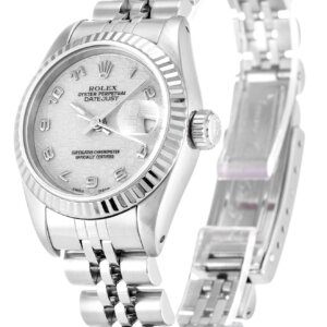 Rolex Lady-Datejust 26mm Zilveren Wijzerplaat 69174