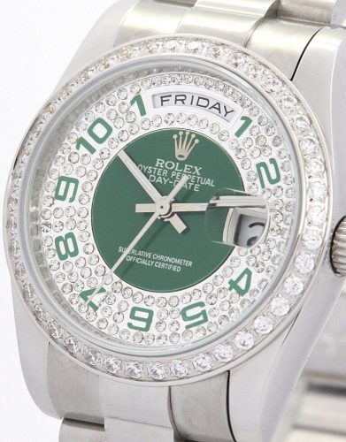Rolex Day-Date 36mm Green and Silver with Diamonds Dial 118346 photo review
