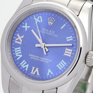 Rolex Oyster Perpetual Lady 31 mm mit blauem Zifferblatt 177200