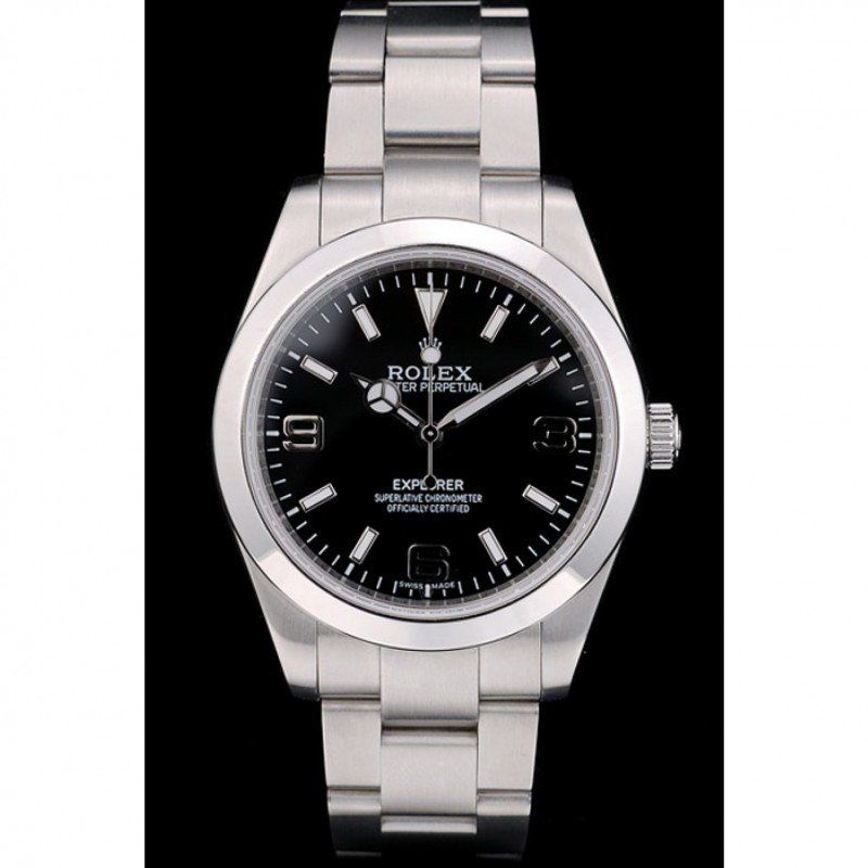 Superclone Rolex Explorer 39 mm schwarzes Zifferblatt 42002