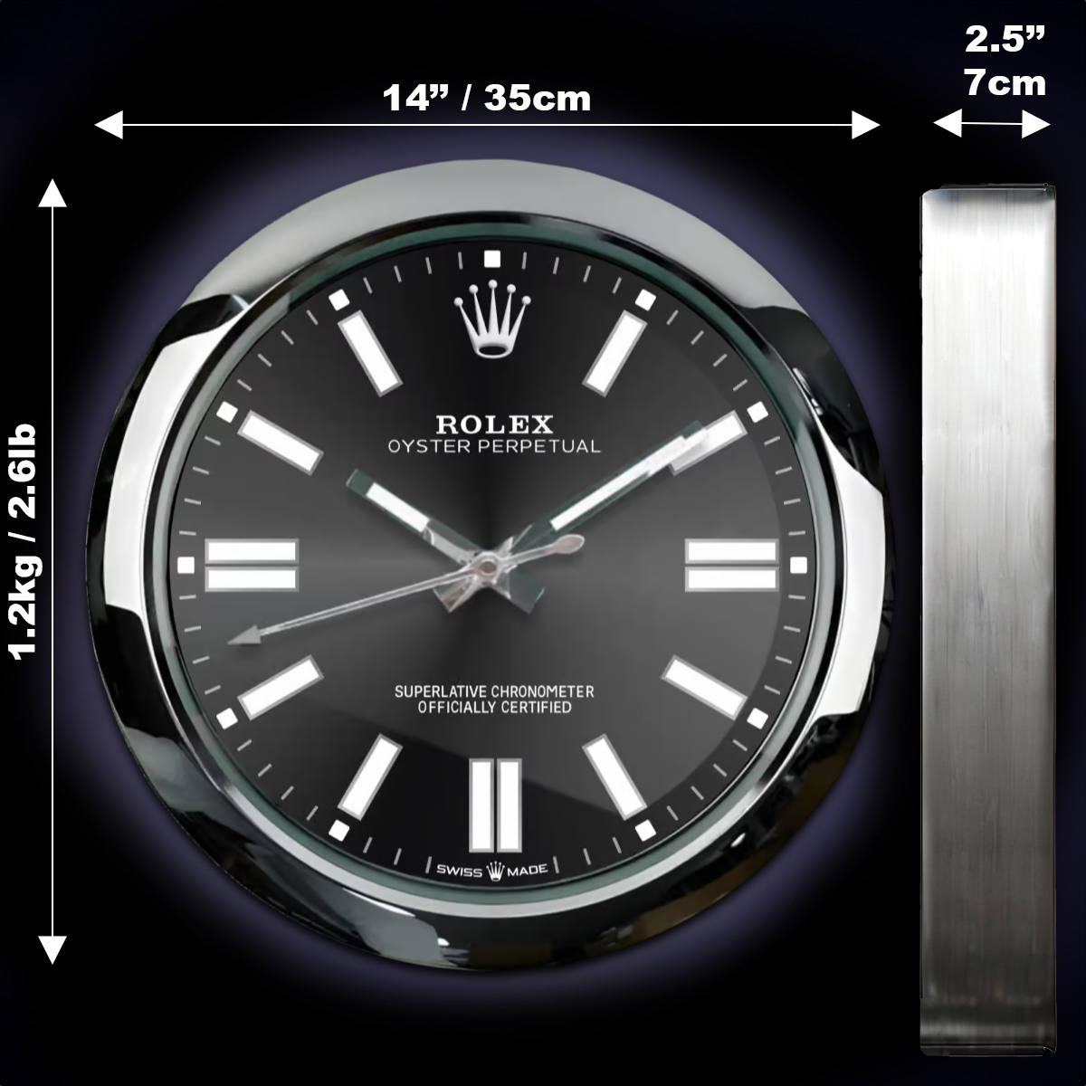 ROLEX WALL CLOCK – OYSTER PERPETUAL BLACK