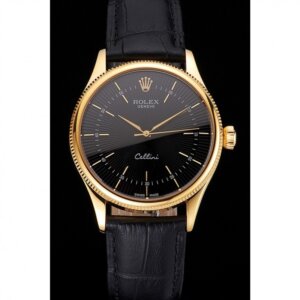 Superclone Rolex Cellini 38mm Schwarzes Zifferblatt REP016803