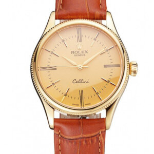 Superclone Rolex Cellini 38mm Gold Zifferblatt REP016798