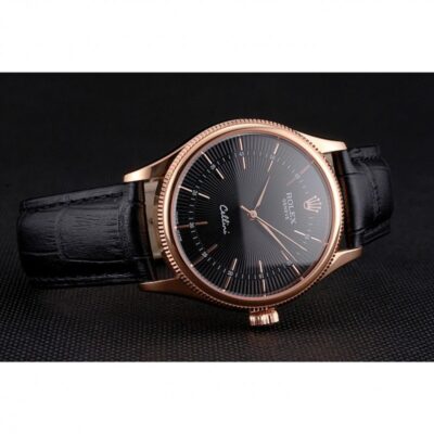 Superclone Rolex Cellini 38mm Schwarzes Zifferblatt REP016815