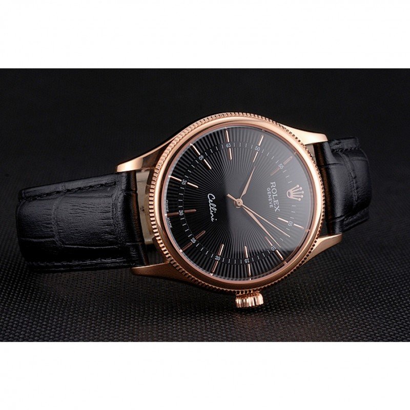 Superclone Rolex Cellini 38mm Schwarzes Zifferblatt REP016815