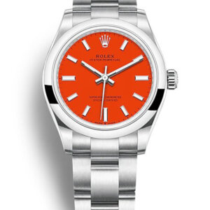 Rolex Oyster Perpetual Lady 31 mm koraalrode wijzerplaat 277200