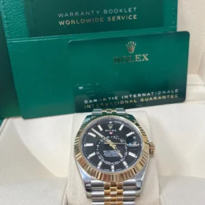 Superclone Rolex Sky-Dweller 42 mm Leuchtend schwarzes Zifferblatt 336933