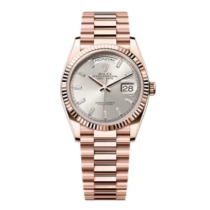 Superclone Rolex Day-Date Silver Diamond Dial 128235-0087 36 mm