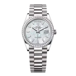 Superclone Rolex Day-Date White Mother-of-Pearl Diamond Dial 128349rbr-0049 36 mm