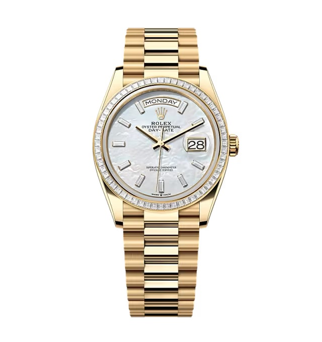 Superclone Rolex Day-Date White Mother-of-Pearl Diamond Dial 128398tbr-0030 36 mm