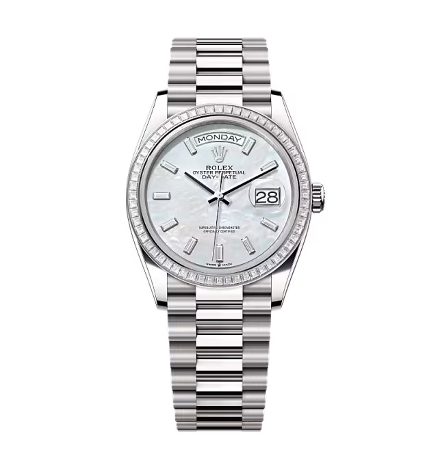Superclone Rolex Day-Date White Mother-of-Pearl Diamond Dial 128399tbr-0023 36 mm