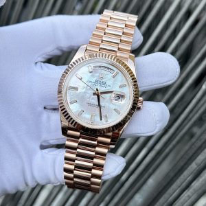 Superclone Rolex Day-Date White Mother-of-Pearl Diamond Dial 128235-0078 36 mm