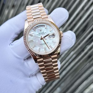 Superclone Rolex Day-Date White Mother-of-Pearl Diamond Dial 128235-0078 36 mm