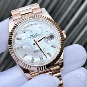 Superclone Rolex Day-Date White Mother-of-Pearl Diamond Dial 128235-0078 36 mm