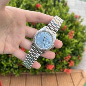 Superclone Rolex Day-Date Ice Blue Diamond Dial 228396tbr-0002 40 mm