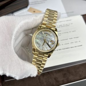 Superclone Rolex Day-Date White Mother-of-Pearl Diamond Dial 128238-0123 36 mm