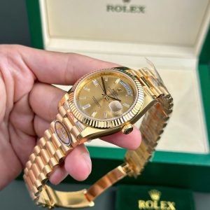 Superclone Rolex Day-Date Champagne Diamond Dial 128238-0132 36 mm
