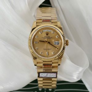 Superclone Rolex Day-Date Champagne Diamond Dial 128238-0008 36 mm
