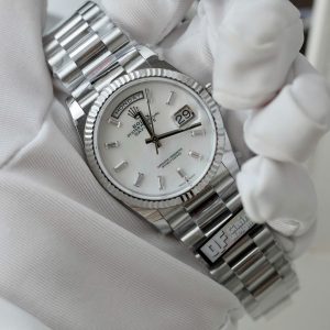 Superclone Rolex Day-Date White Mother-of-Pearl Diamond Dial 128236-0021 36 mm