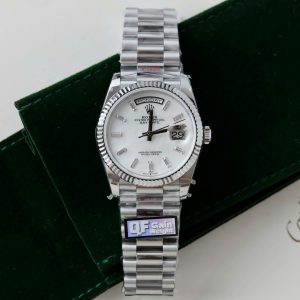 Superclone Rolex Day-Date White Mother-of-Pearl Diamond Dial 128236-0021 36 mm