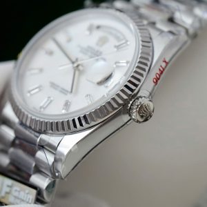 Superclone Rolex Day-Date White Mother-of-Pearl Diamond Dial 128236-0021 36 mm