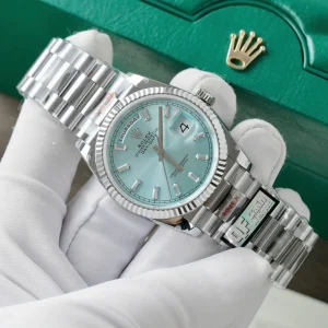 Superclone Rolex Day-Date Ice Blue Diamond Dial 128236-0009 36 mm