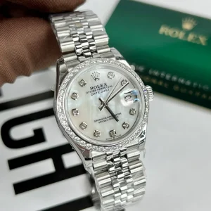 Alternative view of Replica Rolex Datejust Mother of Pearl – White Dial 116244 36 mm