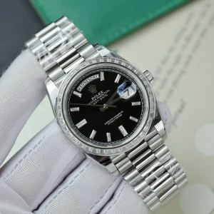 Superclone Rolex Day-Date Bright Black Diamond Dial 228396tbr-0012 40 mm
