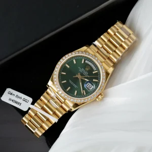 Superclone Rolex Day-Date Bright Green Diamond Dial 128398tbr-0035 36 mm