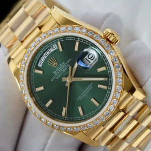 Superclone Rolex Day-Date Bright Green Diamond Dial 128398tbr-0035 36 mm