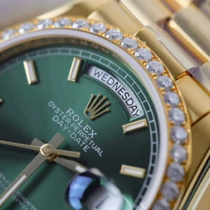 Superclone Rolex Day-Date Bright Green Diamond Dial 128398tbr-0035 36 mm