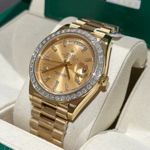 Superclone Rolex Day-Date Champagne Diamond Dial 228348rbr-0002 40 mm