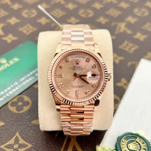 Superclone Rolex Day-Date Rosé Diamond Dial 128235-0009 36 mm
