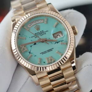 Superclone Rolex Day-Date Turquoise Diamond Dial 128238-0071 36 mm