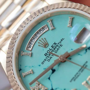 Superclone Rolex Day-Date Turquoise Diamond Dial 128238-0071 36 mm