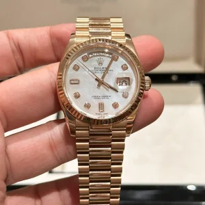 Superclone Rolex Day-Date White Mother-of-Pearl Diamond Dial 128235-0029 36 mm