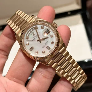 Superclone Rolex Day-Date White Mother-of-Pearl Diamond Dial 128235-0029 36 mm