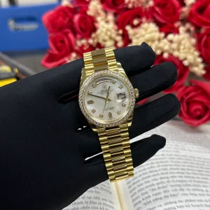 Superclone Rolex Day-Date White Mother-of-Pearl Diamond Dial 128348rbr-0070 36 mm
