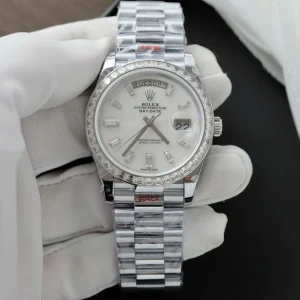 Superclone Rolex Day-Date White Mother-of-Pearl Diamond Dial 128399tbr-0023 36 mm