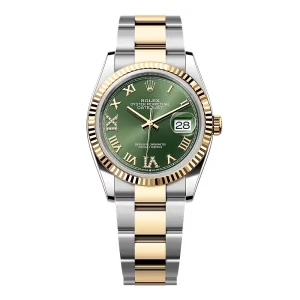 Rolex Datejust Olive Green Roman Diamond Dial 126233-0026 36 mm