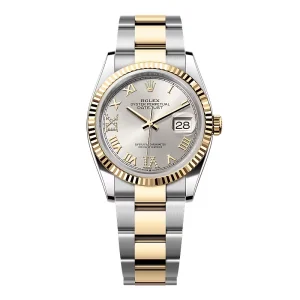 Rolex Datejust Silver Roman Diamond Dial 126233-0032 36 mm