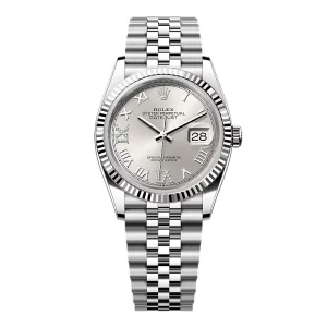 Rolex Datejust Silver Roman Diamond Dial 126234-0029 36 mm