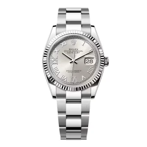 Rolex Datejust Silver Roman Diamond Dial 126234-0030 36 mm
